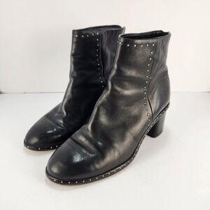 Rag & Bone Women's Black Leather Studded Ankle Boots Size EU 39 US 8.5 Zip